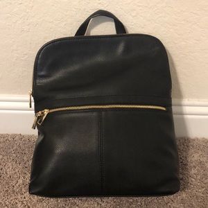 Black leather backpack